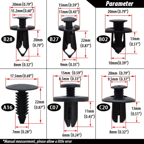 190 τεμάχια Universal Car Board Fastener Πλαστικά Κλιπ Πριτσίνια Πάνελ Φτερού Συγκράτησης 1