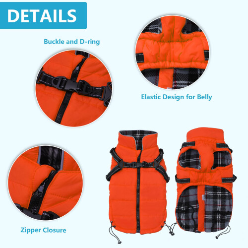 Pethiy Waterproof Dog Jacket - Winter Warm Coat with Harness, 1