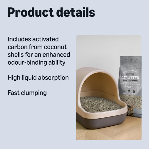by Amazon Clumping Unscented Cat Litter with Active Carbon 10L (Pack 1