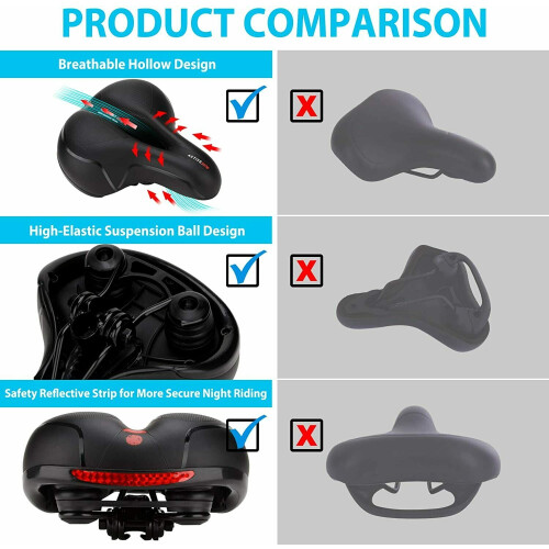 Selim de bicicleta extra largo e confortável, com almofada macia e acolchoada em gel para mountain bike e bicicleta elétrica. 1