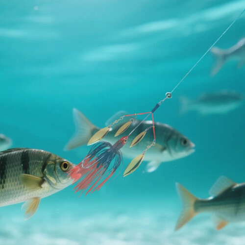 Δολώματα Spinner για Λαβράκι, Πέστροφα, Walleye – 4 Λεπίδες Φύλλων Ιτιάς, Φούστα 1