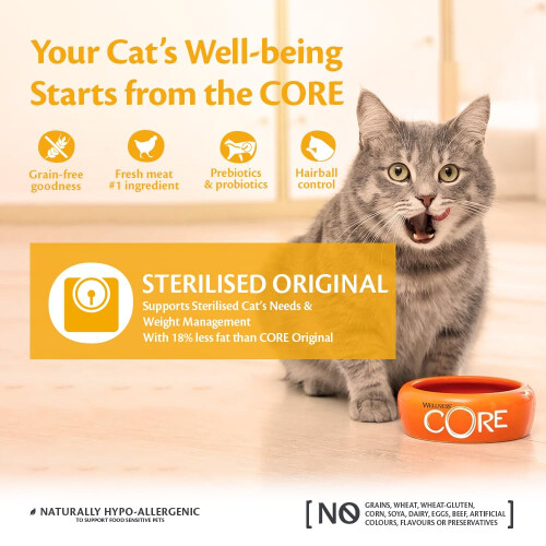 Wellness Core Wellness CORE Sterilised Original 4 kg, Chicken & Turkey – Dry Cat 1