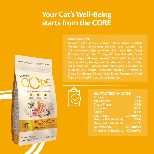 Wellness Core Wellness CORE Sterilised Original 4 kg, Chicken & Turkey – Dry Cat 2