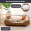 Oiilores Medium Dog Sofa Bed Washable, Soft Plush Calming Beds with 2