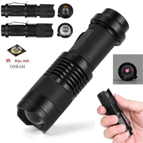 Φακός υπερύθρων Hxlazmoo850nm5W, εστίαση με ζουμ, εμβέλεια 60 μέτρα, αδιάβροχος, αλουμίνιο 1