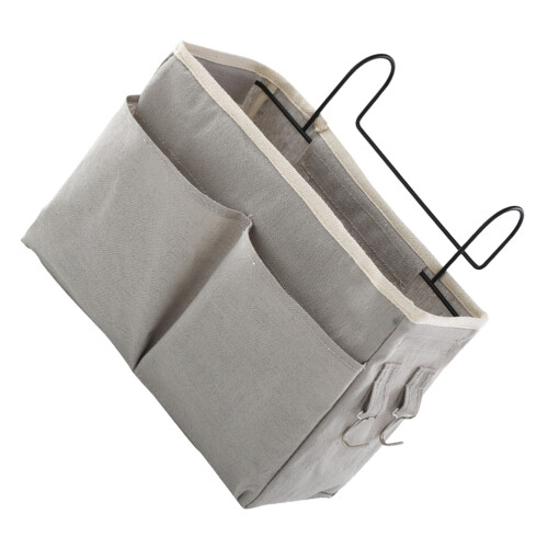 3Pcs Bed Hanging Organizer Basket with Multi-Pocket Design Light Grey 1