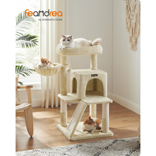 FEANDREA Feandrea Cat Tree Tower, Widened Perch for Large Cats, Beige PCT51MV1 1