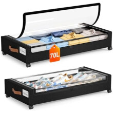 Set van 2 verrijdbare opberglades voor onder het bed, 30,7 x 16,9 x 6,7 cm.
