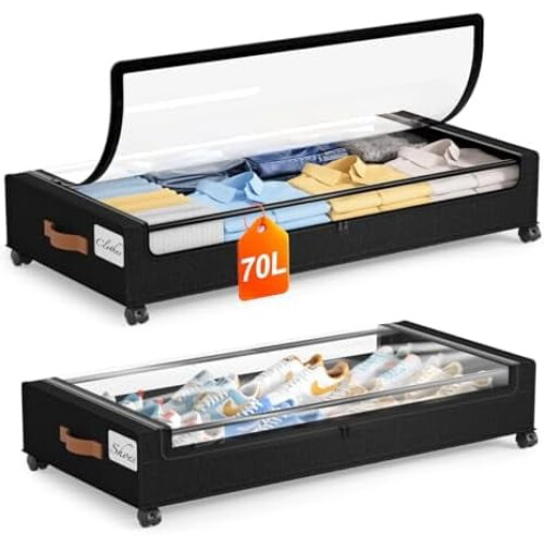 2-Pack Rolling Under Bed Storage Drawers, 30.7 x 16.9 x 6.7