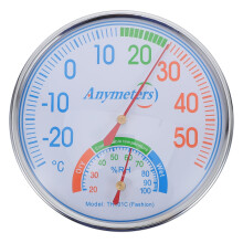BESTYASH Outdoor Indoor Thermometers TH101 Temperature and Humidity Meter Metal Silver 1Pcs