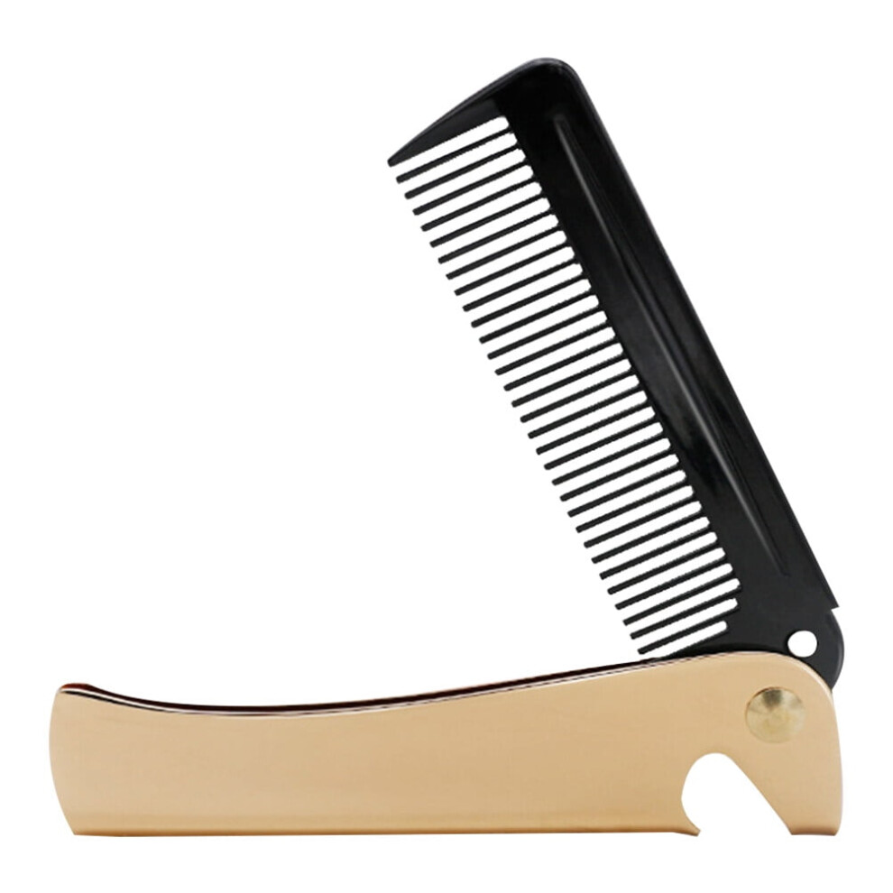 Foldable Stainless Steel Hair Comb Portable Pocket Styling Comb Hair Accessory Gift for Husband or Father, Golden Color