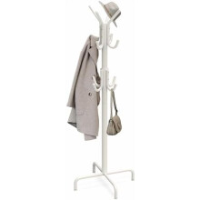 Standing Coat and Hat Hanger Organizer Rack, 12 Hooks, White