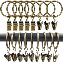 Black Curtain Ring Clips, Metal, 1.5" Inner Diameter,