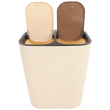 Poubelle rectangulaire Ă double compartiment avec couvercle, kaki