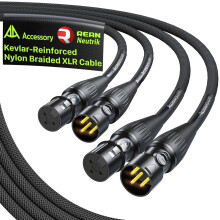10 stop (2 m) 2-balení kevlar-nylonových XLR kabelů s pozlacenými piny NEUTRIK, stíněné AL+OFC – kompatibilní se systémy Shure, Rode,