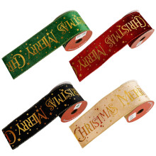 rollos de cinta navideña con alambre de 6,35 cm (2,5") – Rojo, dorado y verde