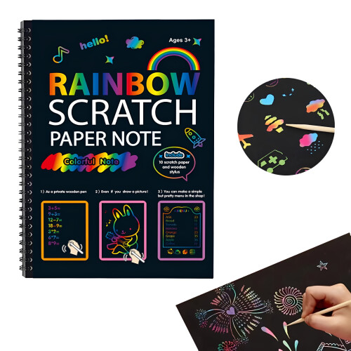 Rainbow Scratch Art Paper Set A4 24 Sheets