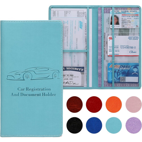 Car Document Holder – PU Leather, 6-Pocket, Magnetic
