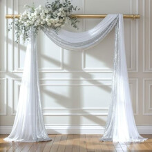 Transparante chiffon trouwbooggordijn 28 x 19 voet
