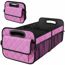 Organizador de porta-malas impermeável de 50 litros para SUV, com 6 bolsos, compatível com a maioria dos veículos (médio, rosa)