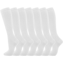 Calze a compressione, 7 paia per uomo e donna, calze al ginocchio per la circolazione, supporto per corsa e ciclismo, colore bianco, taglia XXL