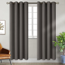 Blackout Curtains for Bedroom - Grommet Thermal Insulated Room Darkening Curtains for Living Room, Set of 2 Panels, Each 46 x 84 Inch, Grey
