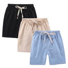Girls Elastic Waist Knee Length Casual Cotton Shorts with Drawstring