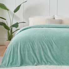 Flannel Fleece Throw Blanket 90x90 in Sage Green