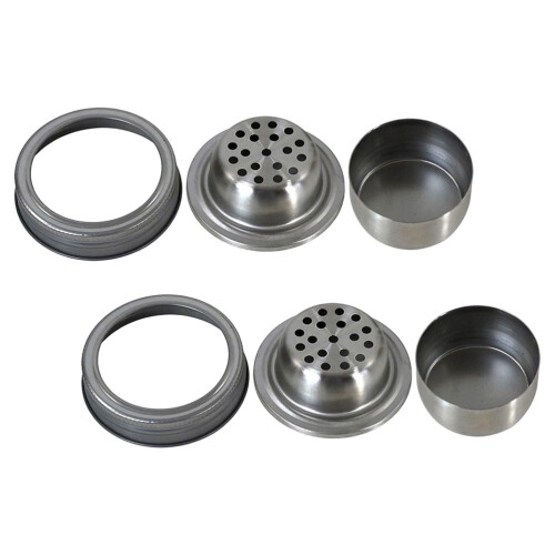 KALLORY2 τεμάχια καπάκι σέικερ Mason Jar Shaker Silver στρογγυλό για διανομή μπαχαρικών 11,8X11,8X1,6