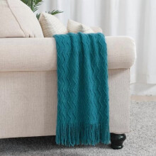 Teal Throw Blanket 50 x90 Inches Throw Textured Solid Soft Sofa Throw Bed Runner Couch Cover Knitted Decorative Blanket Bed Runner