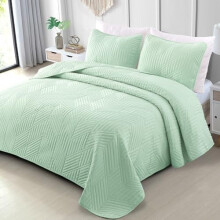 Ultrasonic King Quilt Bedding Set Mint Green 1 Quilt 2 Shams