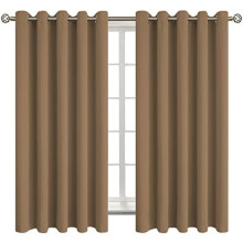Blackout Curtains for Bedroom - Grommet Thermal Insulated Room Darkening Curtains for Living Room, Set of 2 Panels (70 x 63 Inch, Taupe)