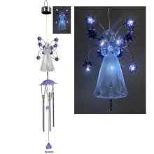 Article en liquidation ! Carillon solaire lumineux en forme d'ange, décoration de jardin extérieur, lampe solaire pour cour ou jardin.