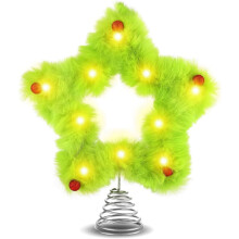 Green LED Star Tree Topper with Red Balls 25 cm