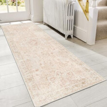 2x5 Runner Rugs – Machine Washable, Non-Slip, Low-Pile Vintage Design for Hallway, Entryway, Kitchen – Light Pink