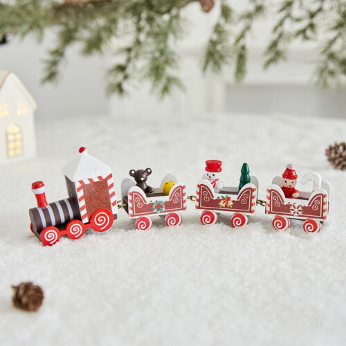 Wooden Train Christmas Desktop Decor Set
