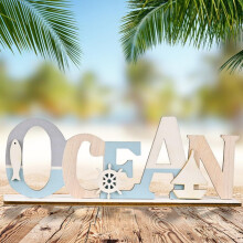 Beach Sign Ocean Party Decor,Wooden Table Decorations for Coastal Theme Interior Beach House Home Beach Bathroom Decor