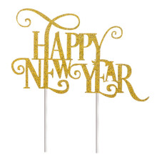 Adornos para pastel de Año Nuevo, 10 piezas, adornos brillantes para pastel de Año Nuevo - Decoración para fiestas, 3.94"X2.76"X0.04"