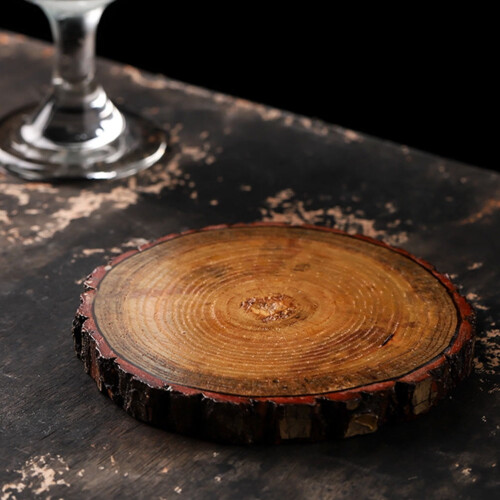 Posavasos circular de madera natural de 9 cm, resistente al calor.