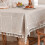 Cotton-Linen Rectangle Tablecloth 55x86 in Light Brown 1