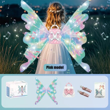 Ali di farfalla fatate, luce LED, musica, giocattolo indossabile per bambini