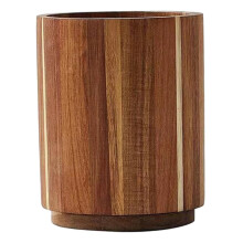 Boîte de rangement pour couverts en bois d'acacia, 11 x 14,5 cm, porte-ustensiles rotatif à 360 pour la cuisine – Compatible avec cuillères,