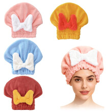 Super Absorbent Microfiber Hair Towel Wrap with Bow Design, Fast Drying Turban for Women & Girls – Compatible with All Hair Types