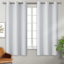 Room Darkening Curtains 38x63", Grommet Thermal Insulated Drapes, 2 Panels, Greyish White, compatible with standard rods
