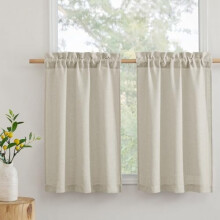 Linen Textured Semi-Sheer Curtains 36" W x 2 Panels