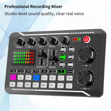 F998 Geluidskaart Professionele USB-audiokaartadapter met instelbaar volume voor livestreaming op pc