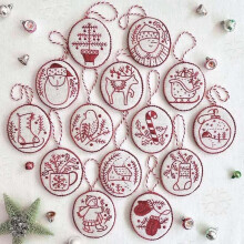 14PCS Hand Embroidery Christmas Ornaments Kit for Adults & Beginners, Compatible with Standard Hoops