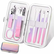Kit de manucure et pédicure professionnel en acier inoxydable pour femmes avec trousse de voyage – Compatible avec le vernis dégradé violet