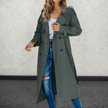 Dames trenchcoat van gemiddelde lengte, casual en veelzijdig, grijs, XXL