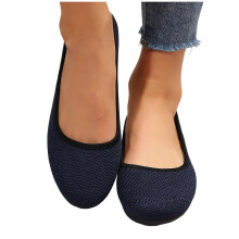 Sapatos casuais femininos, sapatos sociais femininos, sapatilha feminina de bico fino azul-marinho 6